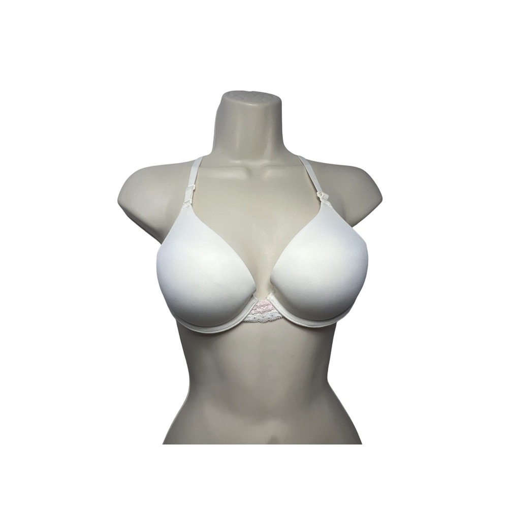 Maidenform Comfort Devotion Bra Womens 34B White Lace Push Up Padded Underwire